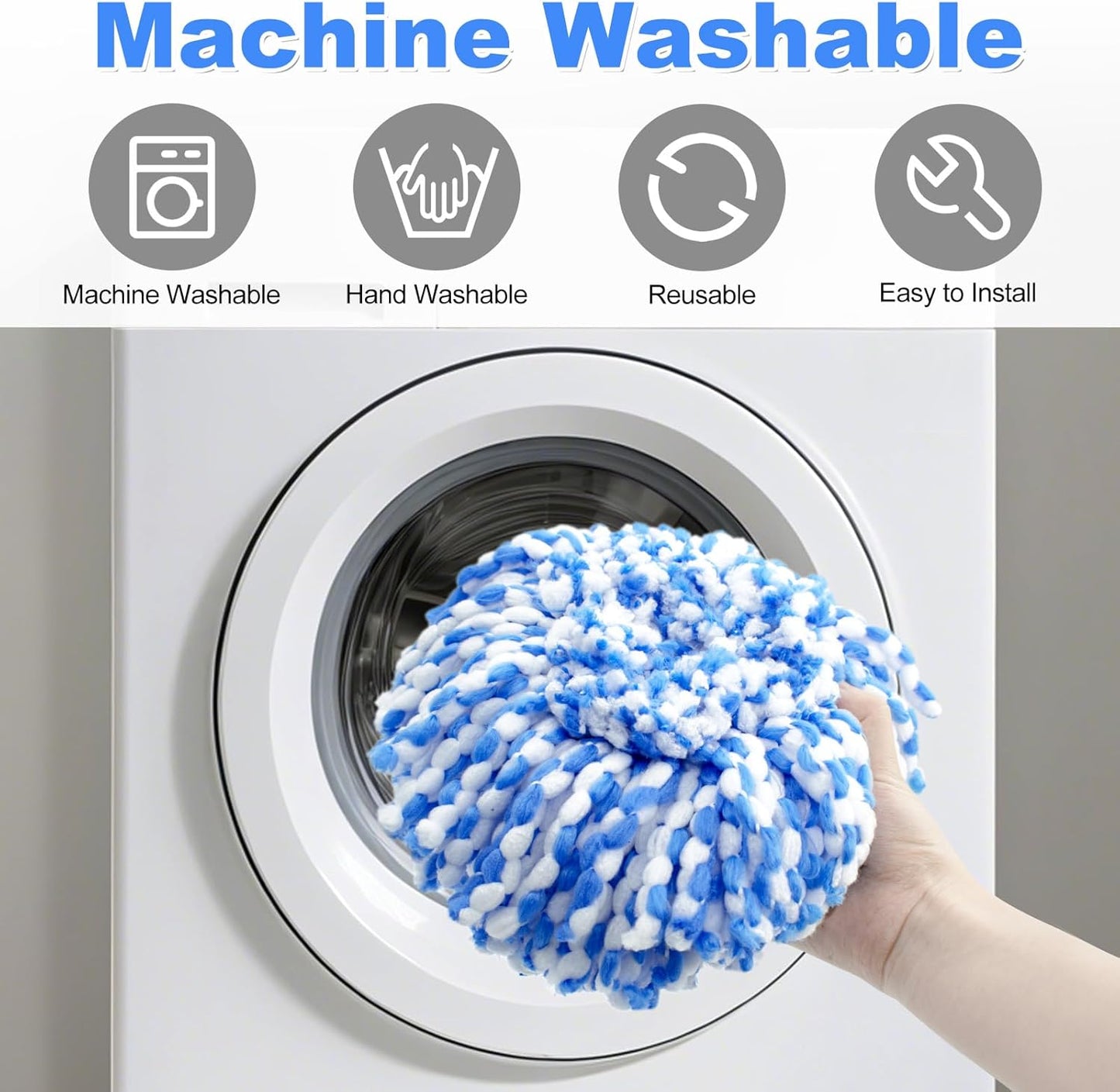 Mop Heads Replacements for Ocedar, 5 Pack Mop Replace Head for Ocedar RinseClean 2-Tank System, Spin Mop Replacement Head with 2 Scrubber Mop Head, Microfiber Mop Refills Deep Cleaning