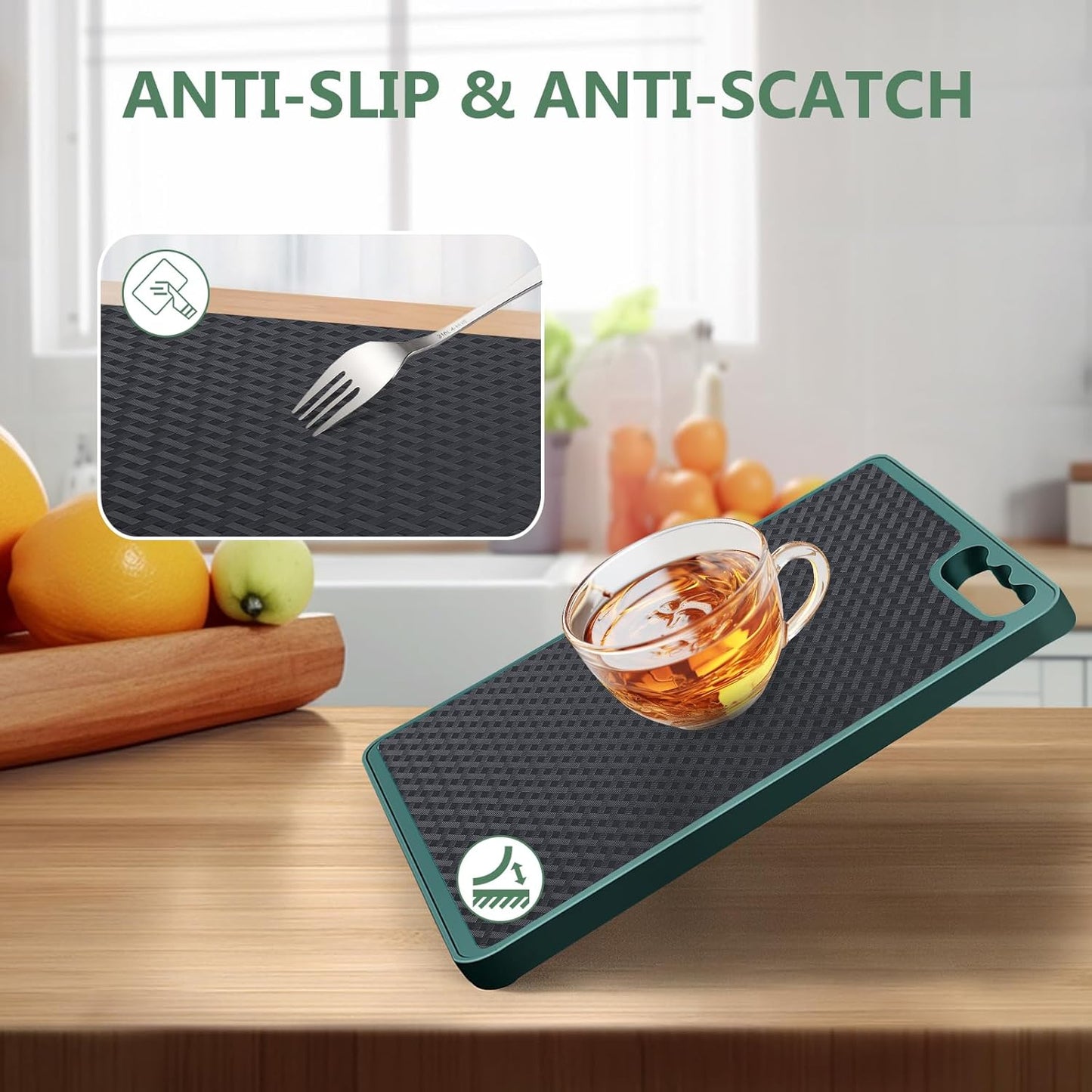 Shelf Liners, Non-Adhesive Drawer Liner, Waterproof & Oil-Proof Kitchen Cabinet Cupboard Liner Plastic EVA Material BPA Free Fridge Liner Mats Paper Protector for Shelves (Black/16in x 240in)