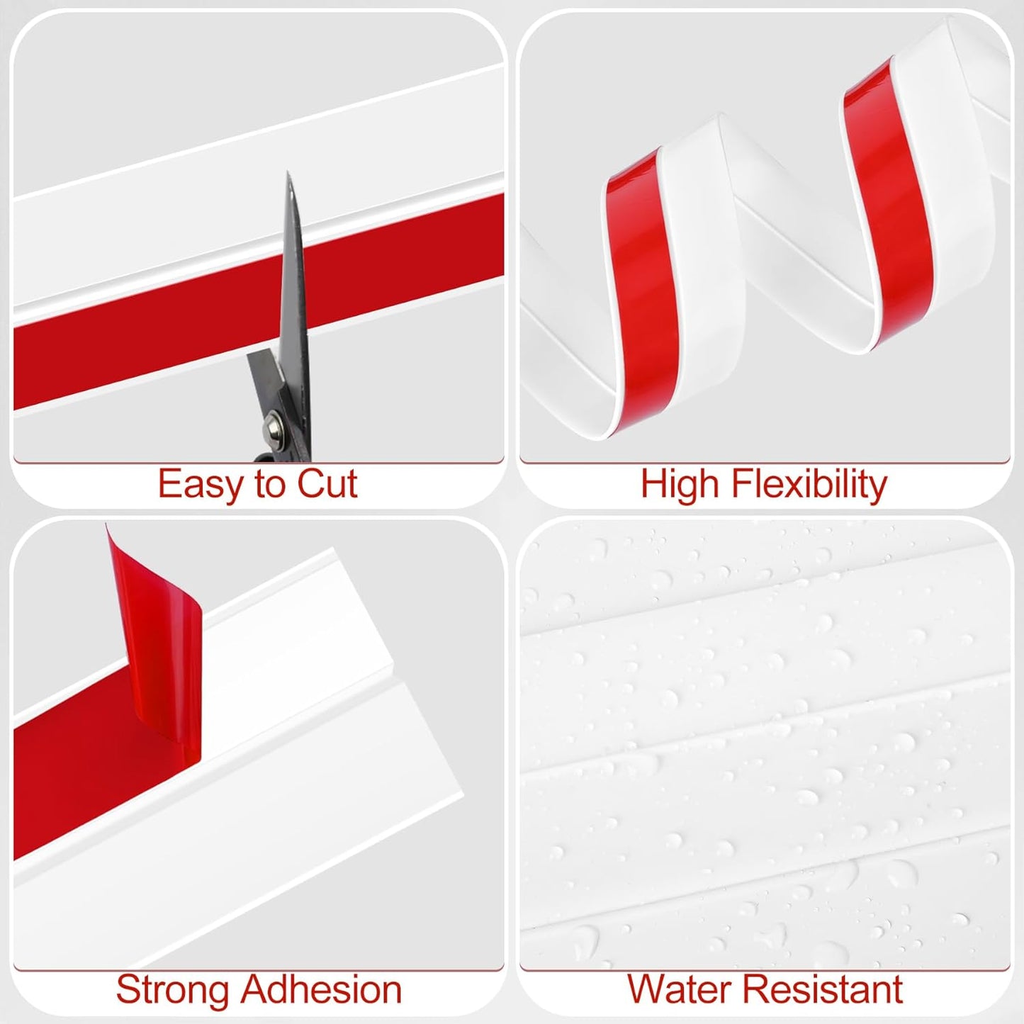 MYFAMIREA Door Weather Stripping 1IN (W) x 20FT (L) Door Draft Stopper Seal Tape Silicone Seal Strip Self Adhesive Shower Sweep Insulation Tape Side Bottom Strip for Sliding Glass Window Gap, White