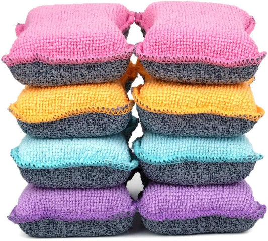 UPSTAR Dish Sponges Kitchen, Microfiber Cleaning Scrubber for Dishwashing, Sink, Basin and Multi-Pupose, Non-Scratch, Size.S Pack of 8