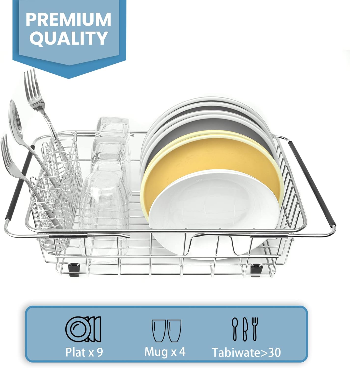304 Stainless Steel Drying Rack, Expandable, Adjustable Inside The Sink (up to 9 Upright Utensils)
