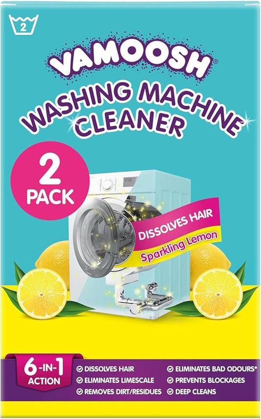 Vamoosh 6-in-1 Washing Machine Cleaner | Patented Pet Hair Dissolving Technology | No Harmful Chemicals | Removes Limescale | Deep Clean | Descales | Lemon Fresh Scent | 150g (Pack of 6)