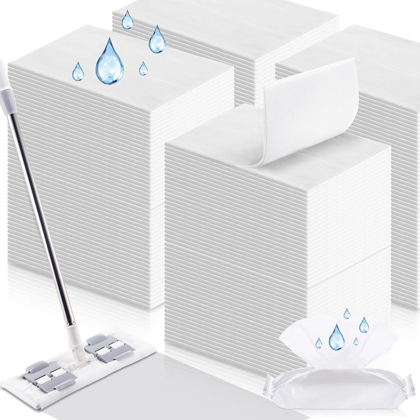 300 Counts Sweeper Wet Mopping Cloths 17.7 x 11.8'' X Large Wet Mop Pads Refills XL Disposable Floor Wipes Duster for Sweeping Scrubbing Cleaning Dry Wood Hardwood Tile