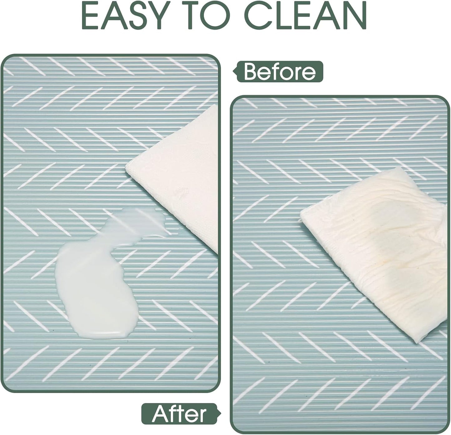 Glotoch 2 Rolls Premium Non Slip Shelf Liner, Non Adhesive Drawer Liner, Waterproof Shelf Liners for Kitchen Cabinets, Drawer, Fridge, Wire Shelving, Pantry-12” X 20 FT, Heavy Duty, Green Herringbone