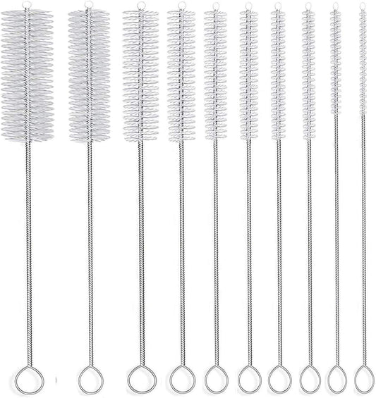 Long Straw Brush, Nylon Pipe Tube Cleaner 8-ihch 10 Different Diameters Set of 10