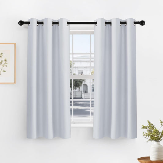 PONY DANCE White Room Darkening Curtains for Living Room 2 Panels Set, 42" W x 60" L, Thermal Insulated Light Blocking (Reduce 50%-60% Sunlight), Window Treatments Drape for Bedroom Privacy Protection