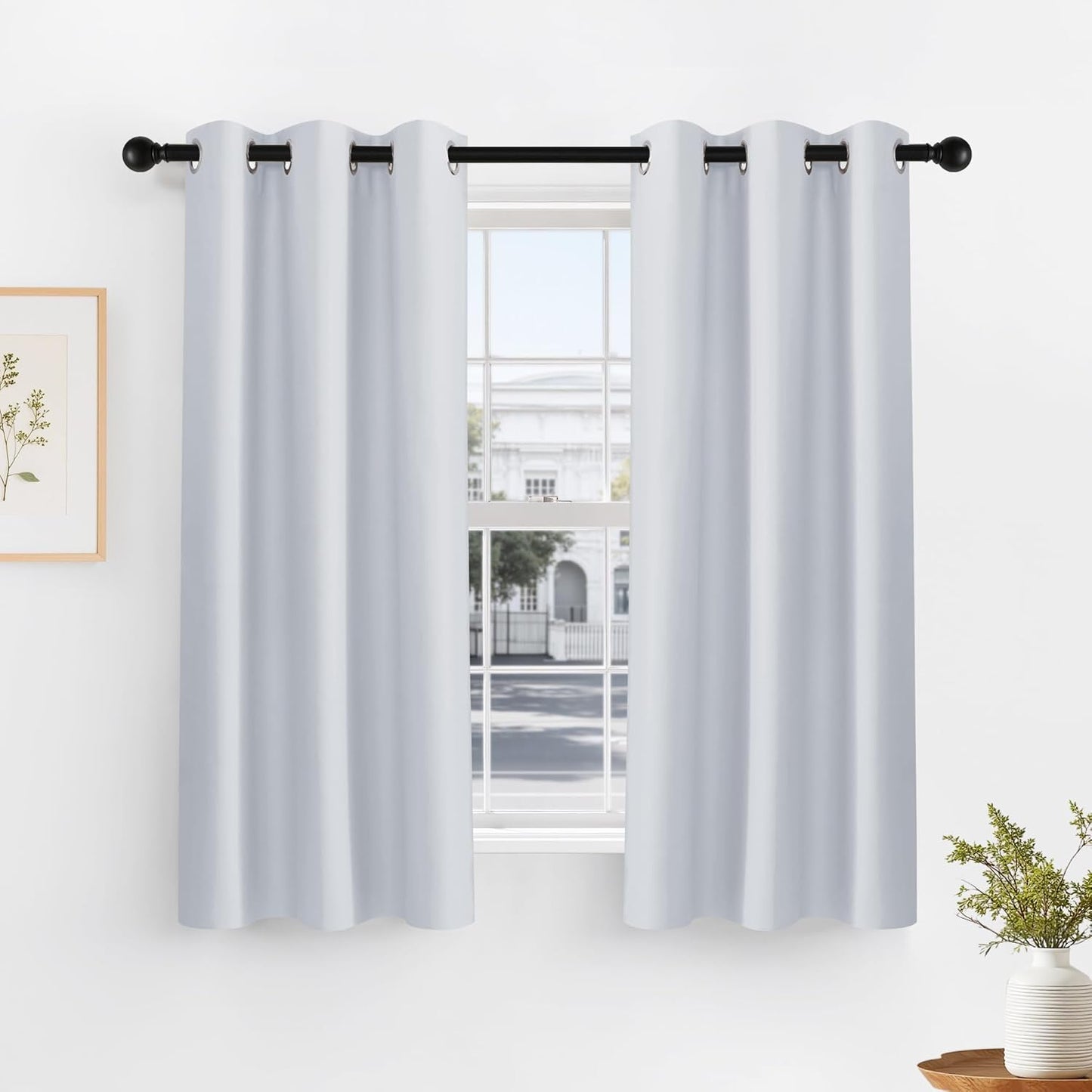 PONY DANCE Black Out Curtains for Bedroom 54 inch Length 2 Panels Set, Thermal Insulated Room Darkening Window Drapes for Living Room, Grommet Top (W34 x L54 Inch, Greyish White)