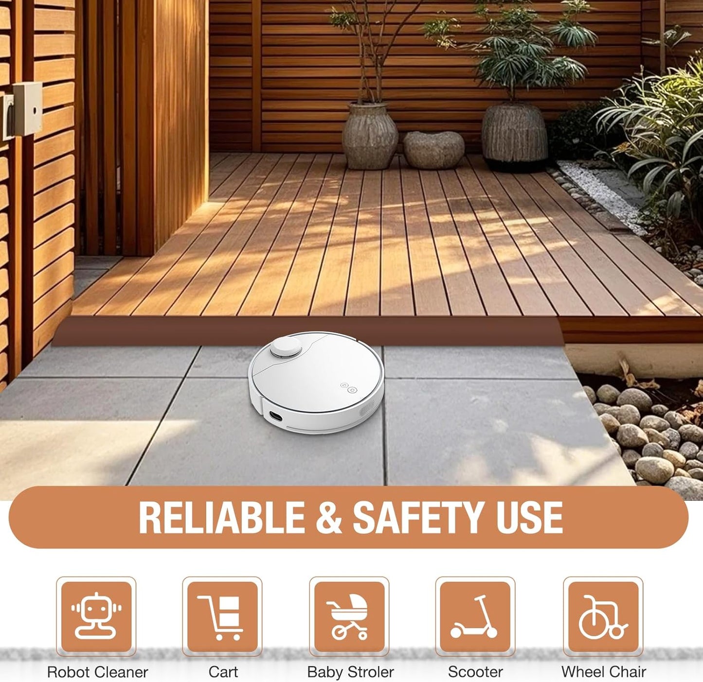 Floor Transition Strip Self Adhesive Vinyl Door Threshold for Doorways Carpet Edging Trim Overlap Edge Reducer for Laminate Floor, Carpet, Tile (Brown, 3/5" to 4/5", 6.6Ft)