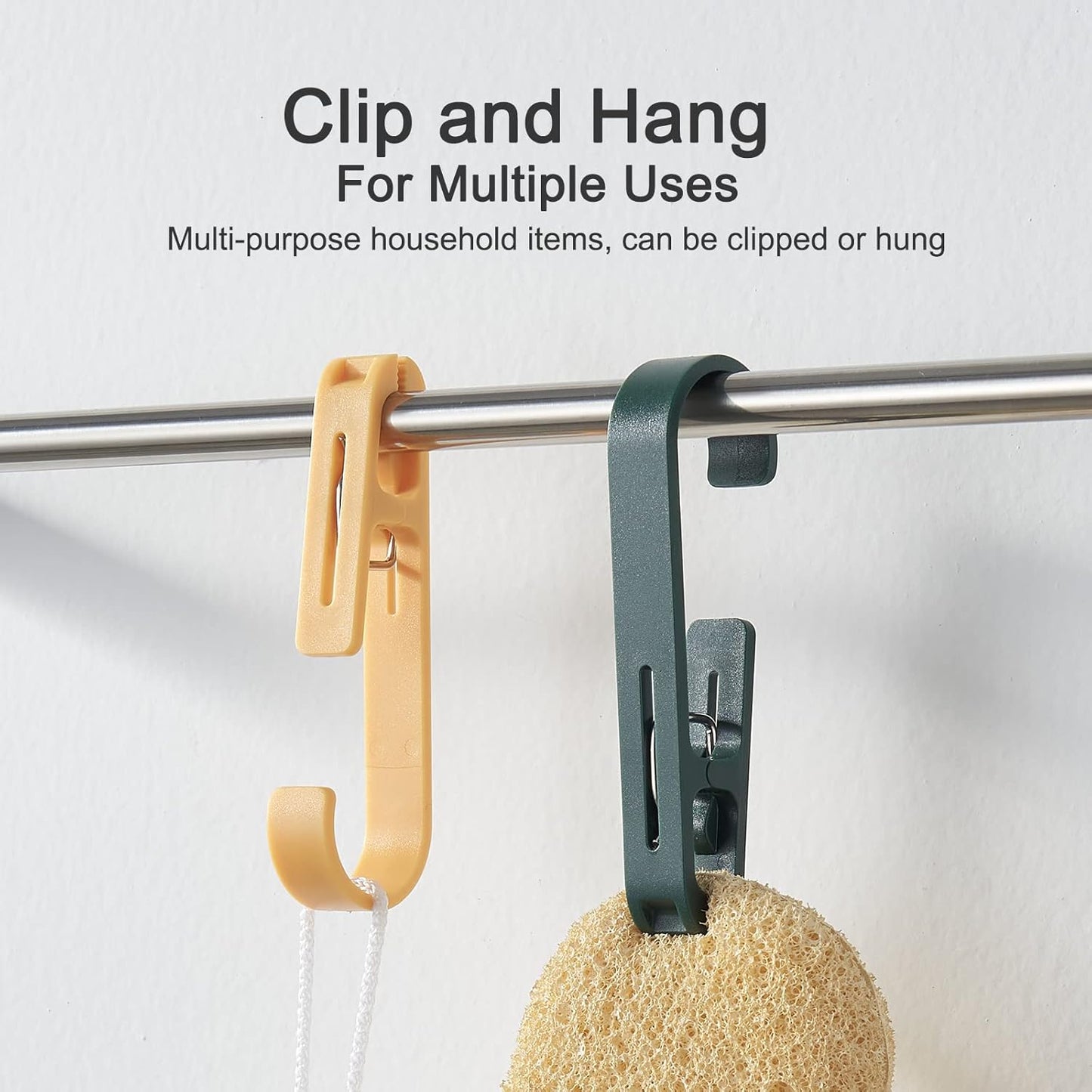 Large Clothes Pins Towel Clips, 12 Pcs Multipurpose Clothes Pins Hook, Strong Plastic Clothes Hanger. S Hook for Shower Curtain Laundry Clothes pins