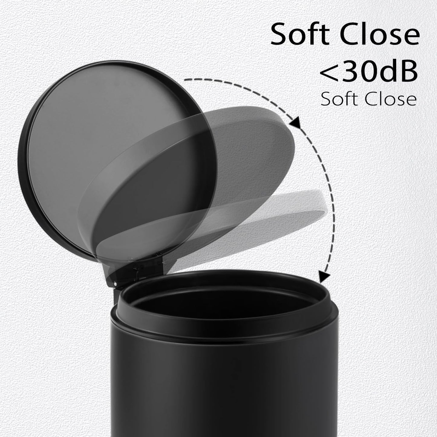 TIPGO 1.2 Gallon Small Black Trash Can, 4.5 Liters Bathroom Garbage Can with lid, Mini Step Trash Bin, Stainless Steel Wastebasket for Bathroom, Bedroom, Office (Matte Black)