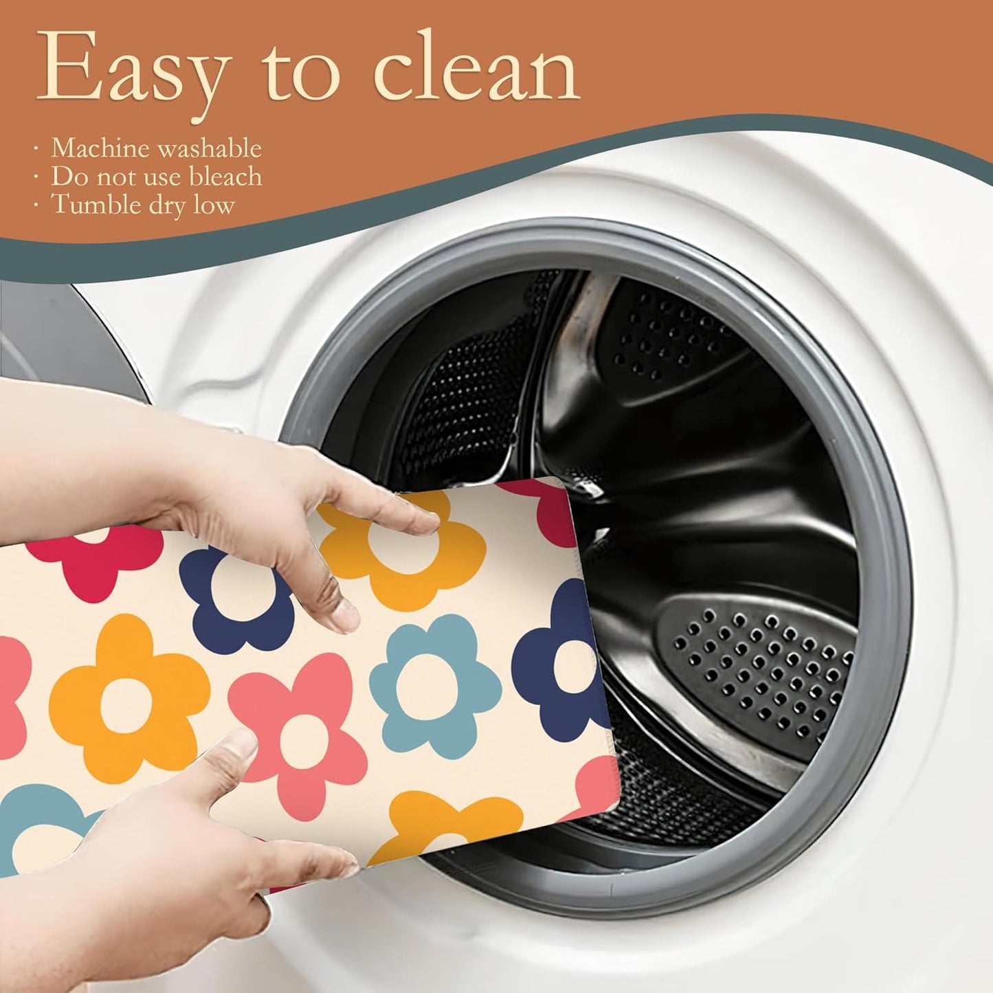 Vintage Groovy Flowers Dish Drying Rack Mats Decor,Colorful Daisy Dish Pad Drying Mat Kitchen Counter 18x24 Inch Absorbent Reversible Microfiber for Coffee Bar Sink Countertop