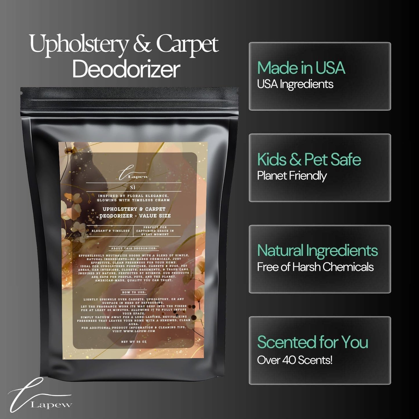 Sì Carpet Freshener Powder Value Size 36 oz | Powerful Odor Eliminator for Home | Upholstery Deodorizer | Carpet Deodorizer | Cat Litter Box | Sì Armani Fragrance