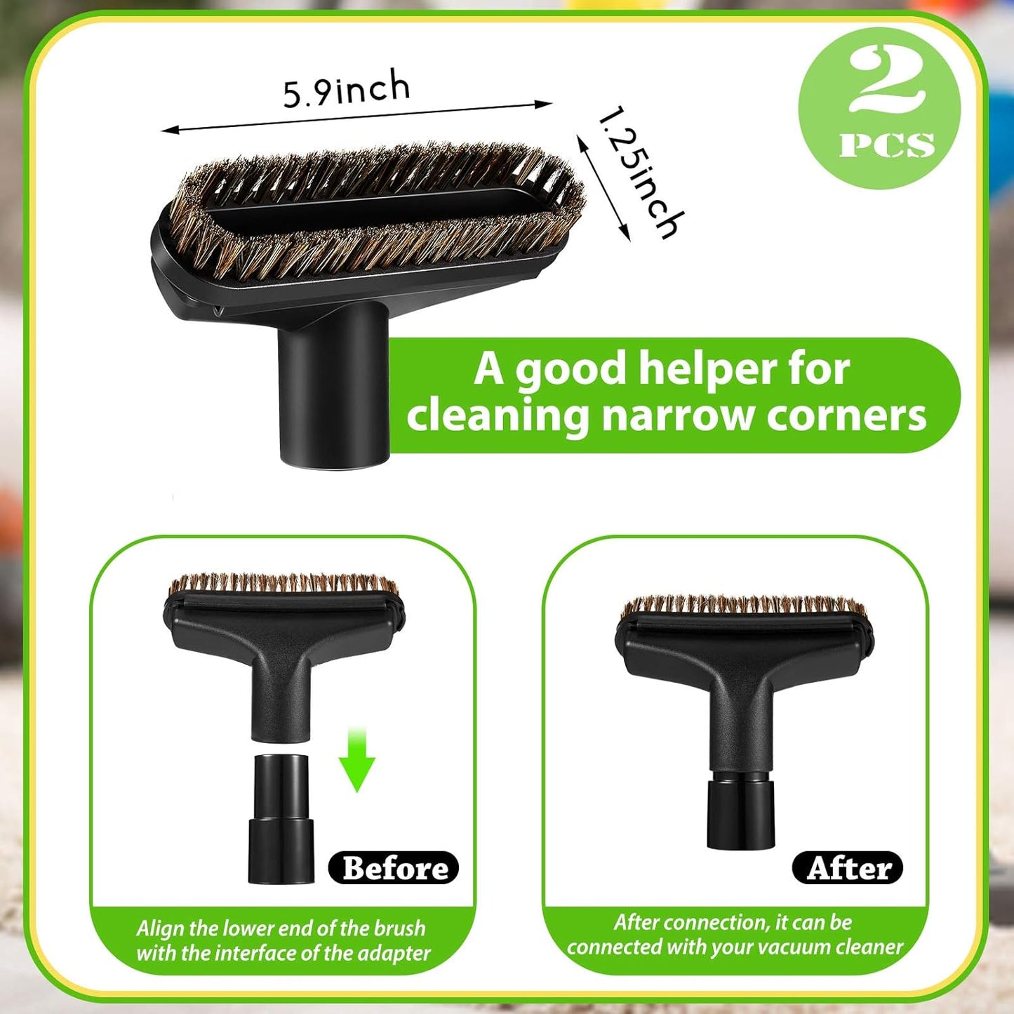 Honoson 2 Pcs 1-1/4 Vacuum Brush Attachment Square Horse Hair Vacuum Dusting Brush Hose Attachments Dust Tool Replacement 1.25 Soft Bristle Cleaner for Standard Hose