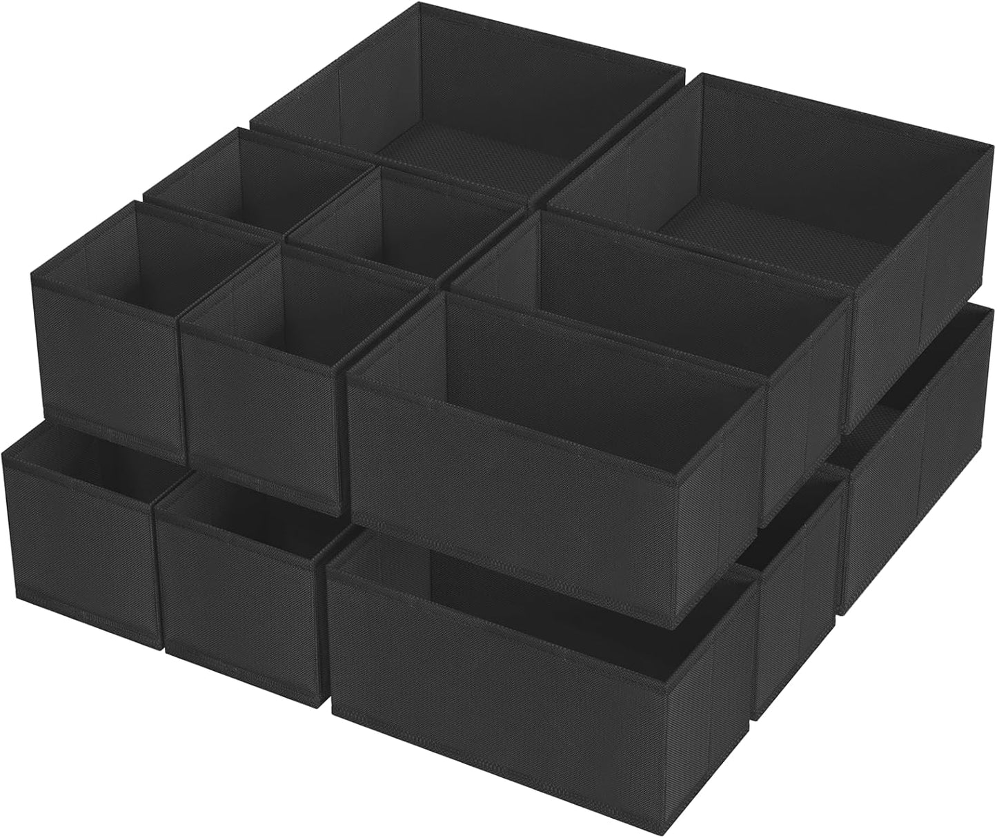 Criusia 16 Pack Underwear Drawer Organizer, Drawer Organizer Clothes, Foldable Cloth Storage Box Closet Dresser Drawer Divider Organizer for Clothes, Scarves (Black)