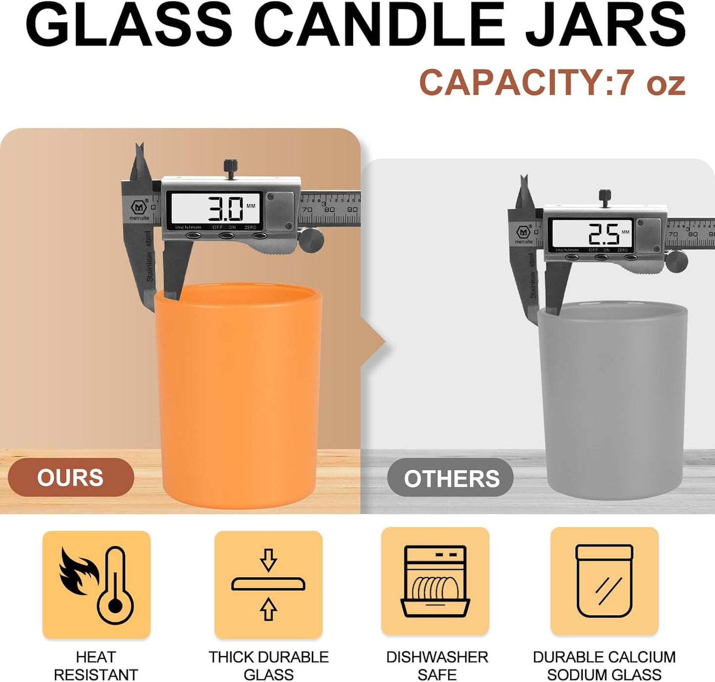 SHOWIN Thick Candle Jars for Making Candles 12 Pcs, 7 OZ Empty Jars with Wood Lids for Candle Making, Sample Container, Fall