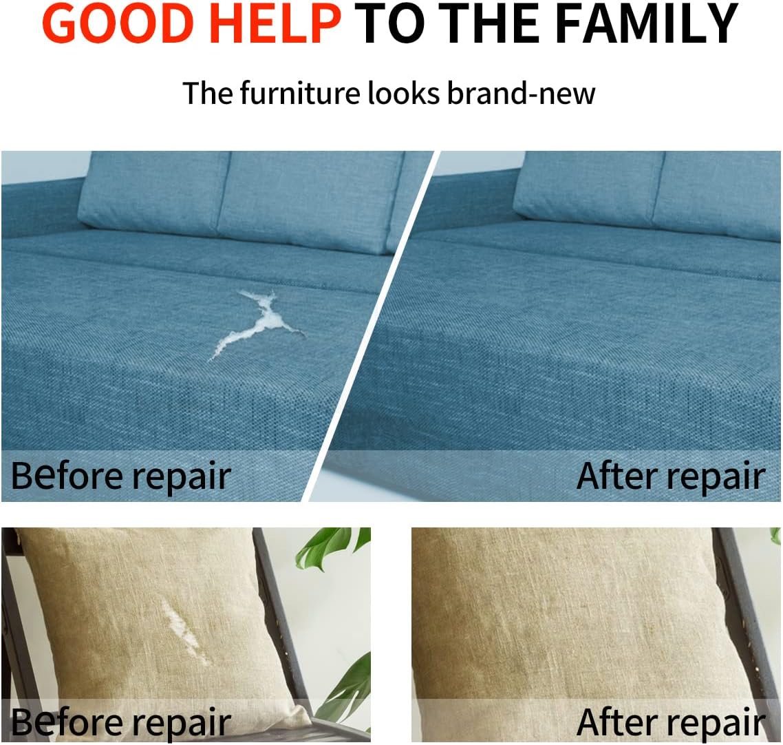 Fabric Repair Patches, 17X158 Inch Linen Repair Tape Self-Adhesive Fabric Patches Durable, DIY Large Linen Tape for Sofa, Couches, Furniture, Chair, Clothing （17X158 Inch, Blue Grey）