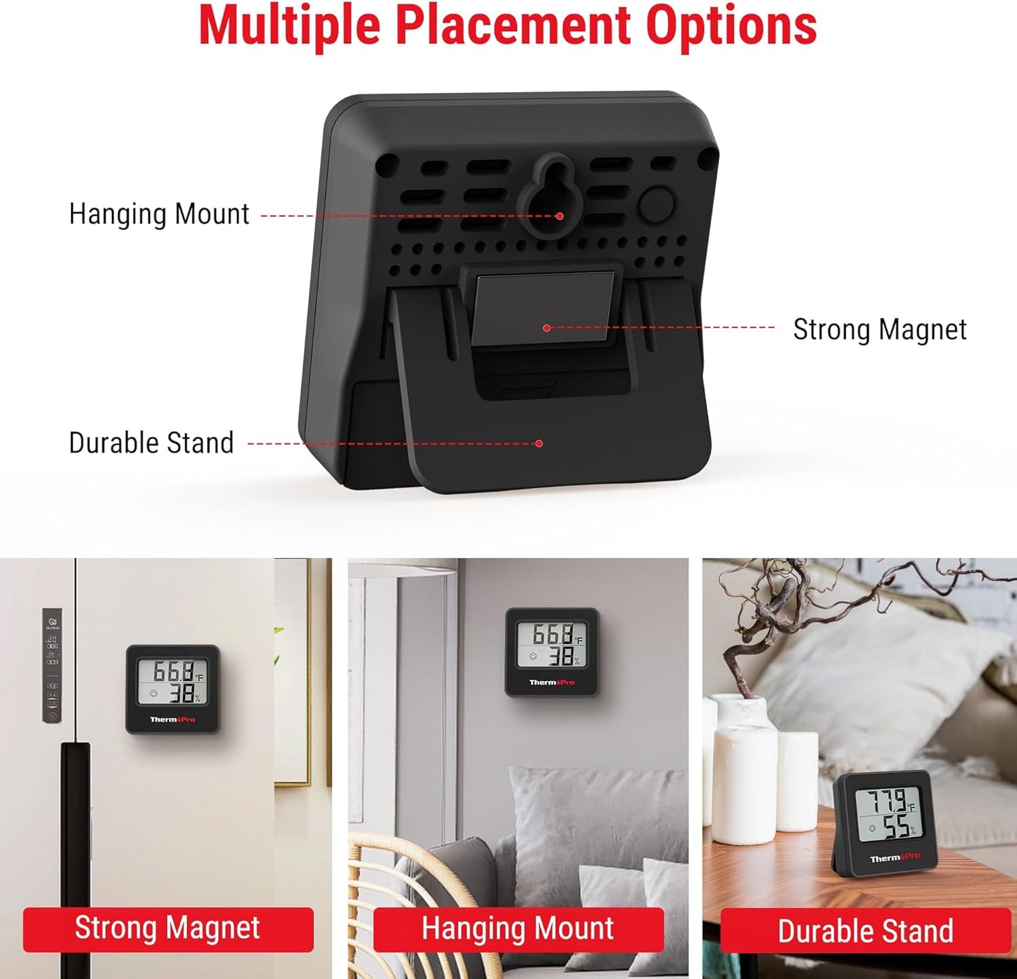 ThermoPro TP157 Hygrometer Indoor Thermometer for Home, Room Thermometer Humidity Meter with Accurate Temperature Humidity Sensor for Greenhouse Baby Room Office-1 Pack