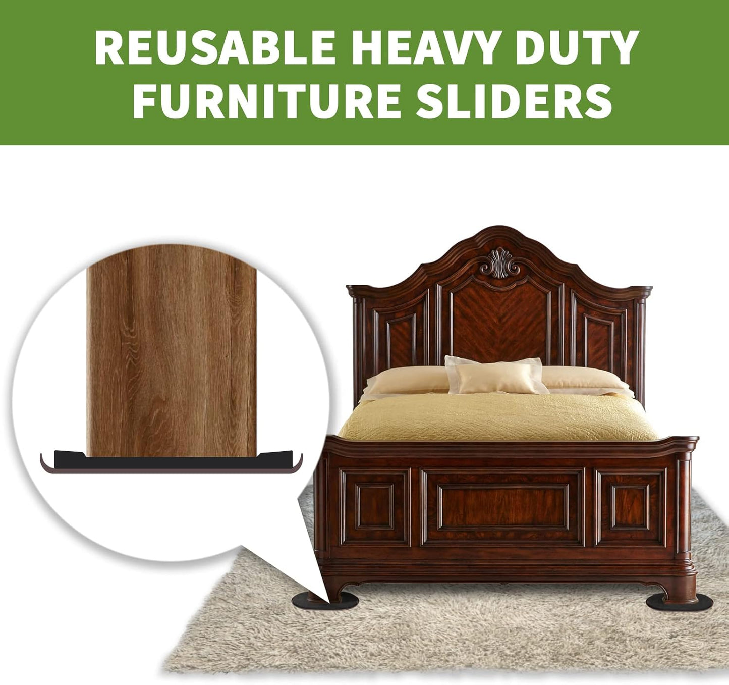 Furniture Sliders for Carpet 4 PCS - 9 1/2 inch Furniture Moving Slider Chair Legs Floors Protectors– Move Your Furniture Easy & Safely (for Carpet) Brown