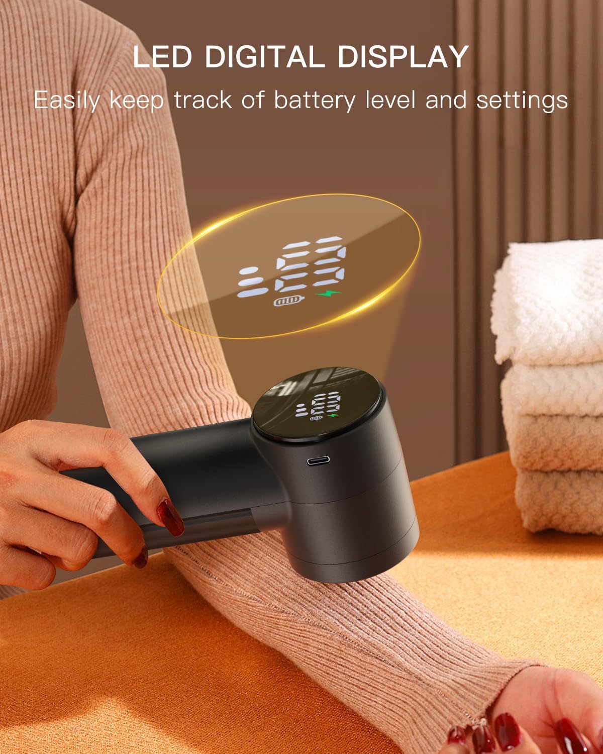 Electric Lint Remover and Fabric Shaver, Rechargeable Clothes Shaver for Sweater Furniture Couch, 3-Speed Pill Remover Defuzzer to Remove Fuzz Pilling from Blanket Jacket