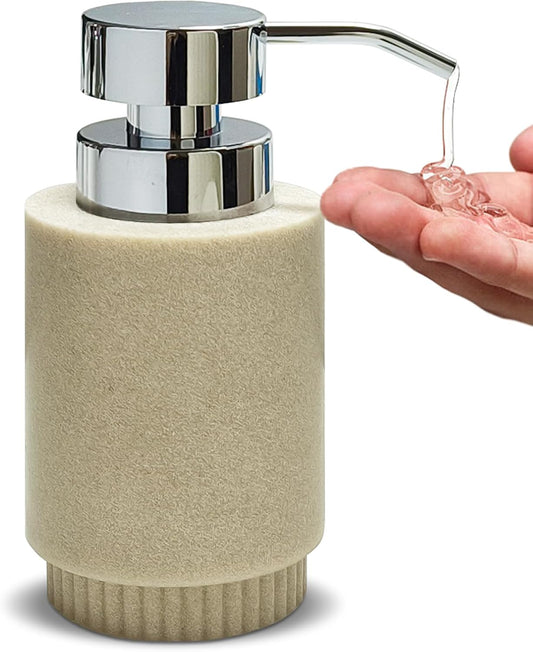 Resin Soap Dispenser for Bathroom, Hand Lotion Liquid Dispenser Easy-to-Press with Reusable Plastic Pump for Shampoo Bathroom Kitchen Countertop Rust-Proof 10 oz Beige