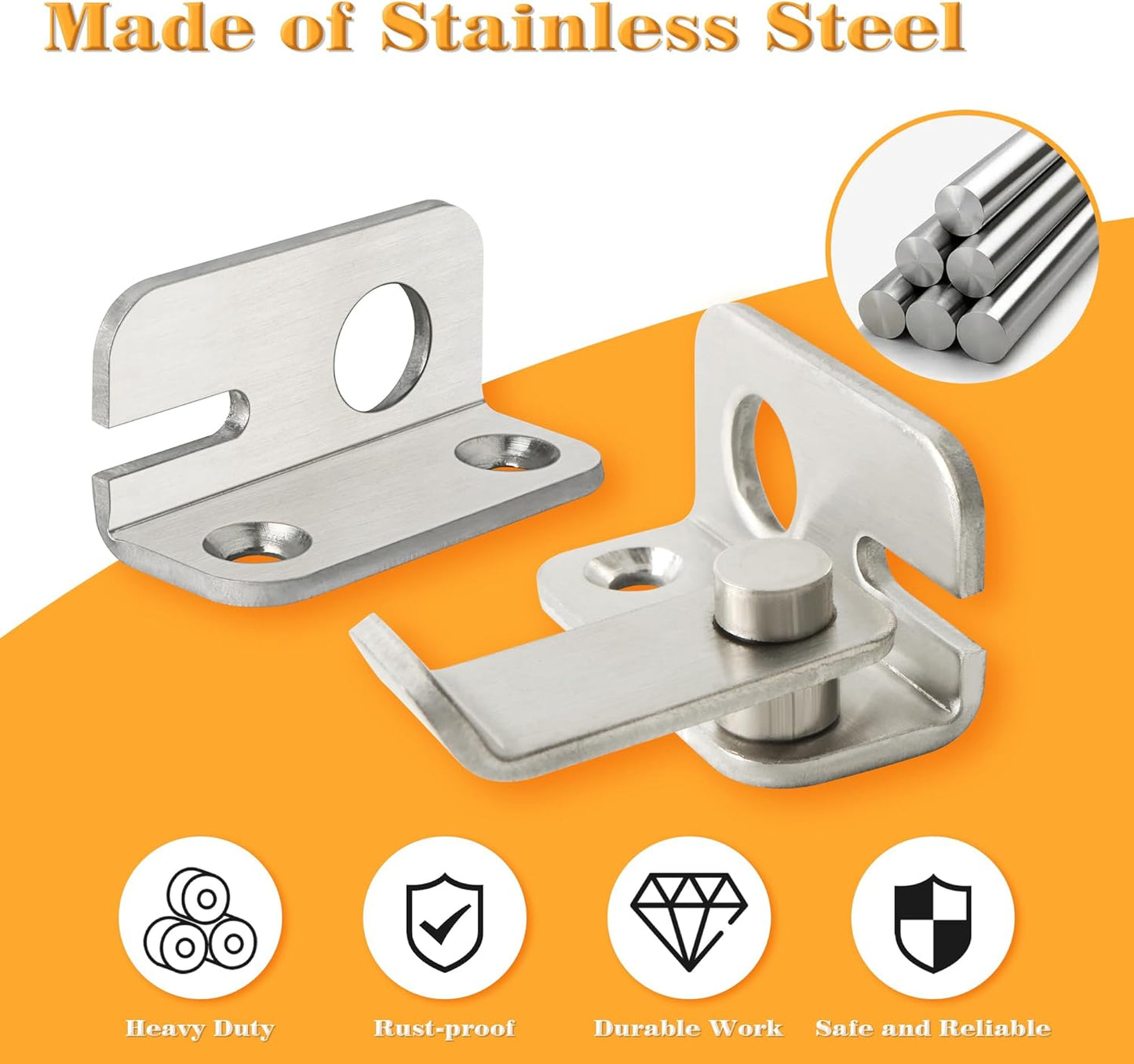 Alise Flip Latch Gate Latches Slide Bolt Latch Safety Door Lock Catch for Barn Cabinet Pet Cage Garden Bathroom Garage Window Sliding Door,MS4001-LS Stainless Steel Brushed Finish