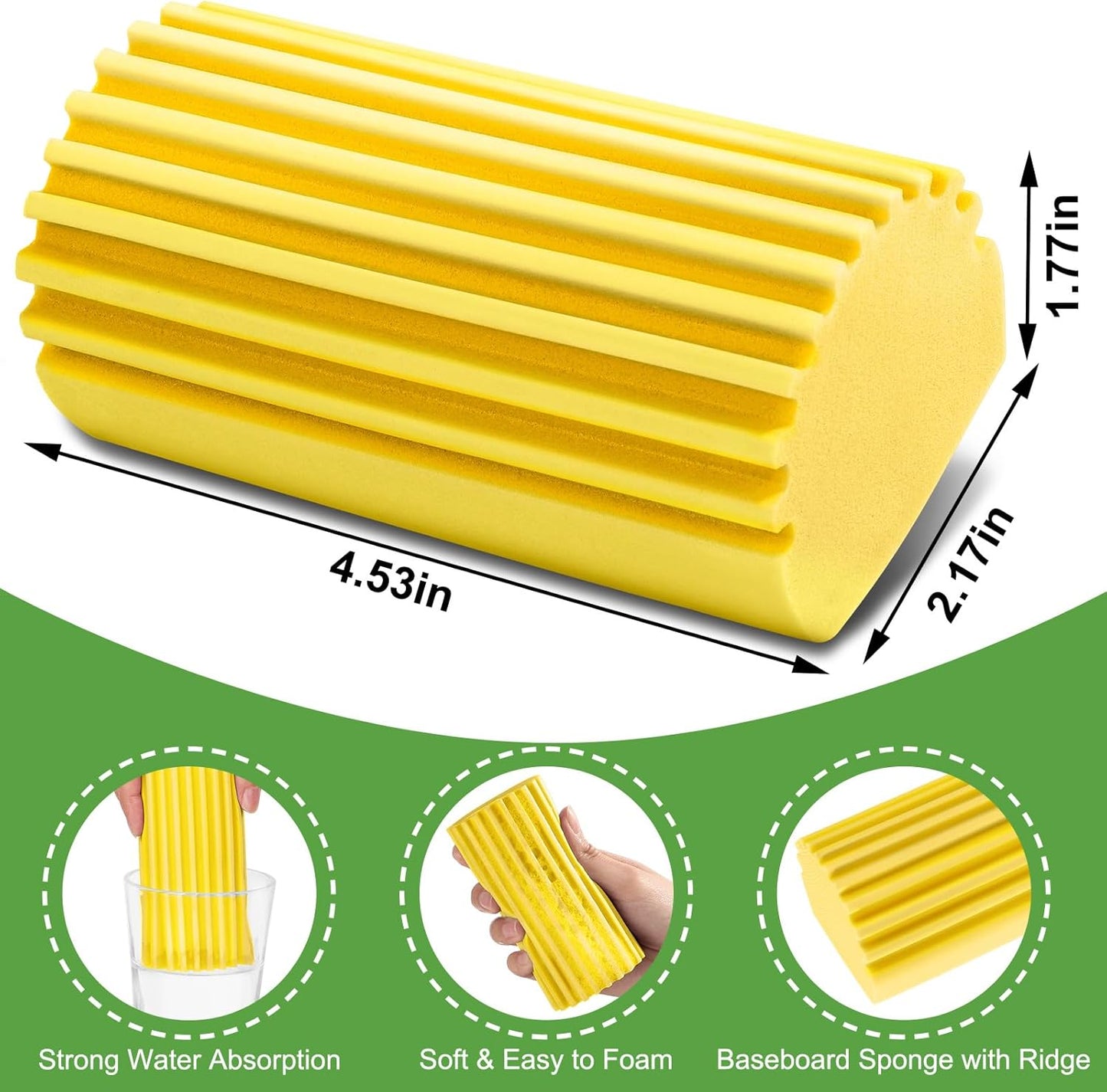 4-Pack Damp Clean Duster Sponge, Sponge Cleaning Brush, Duster for Cleaning Blinds, Glass, Baseboards, Vents, Railings, Mirrors, Window Track Grooves and Faucets, Gray and Yellow