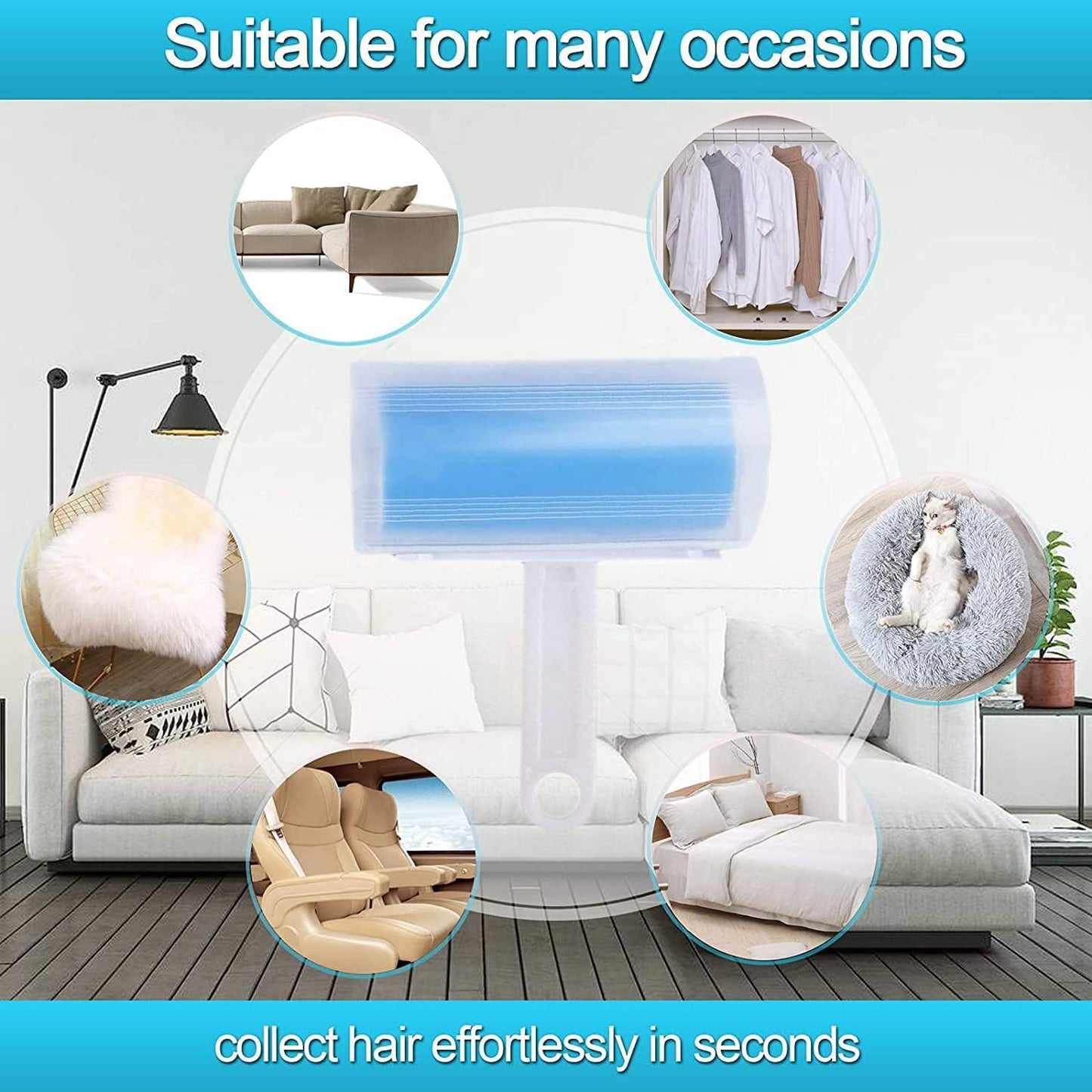 Travel Lint Roller 3 Pack, Washable Lint Roller Reusable Compact Pet Hair Remover Cleaner with Cover for Clothes, Pet Hairs, Include Large/Medium/Small Size