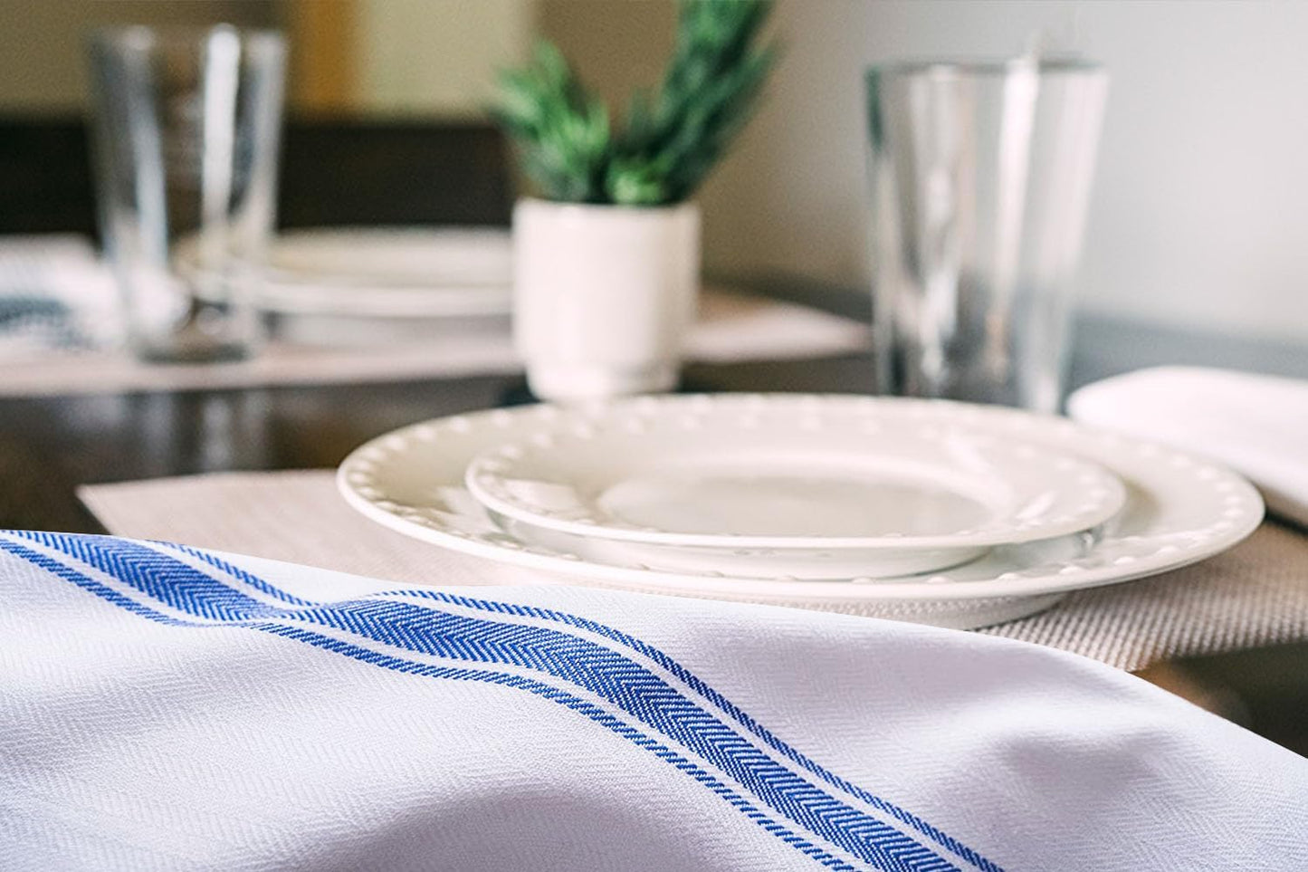 Dish Towels Set (Value Pack of 15) Size 15x25 Inch, 100% Cotton Soft & Absorbent Linen Kitchen Towel, Tea Towels, Reusable Cleaning Cloths for Household Cleaning (Blue)