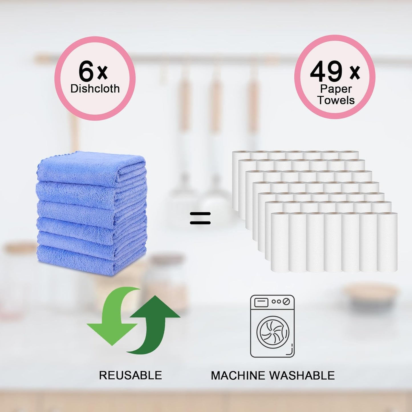 kimteny Kitchen Cloth Dish Towels, 13x28 Inches Premium Dishcloths, Super Absorbent Coral Velvet Microfiber Cleaning Cloths, Fast Drying Rags for Washing Dishes (13x28-6 Pack, Blue)