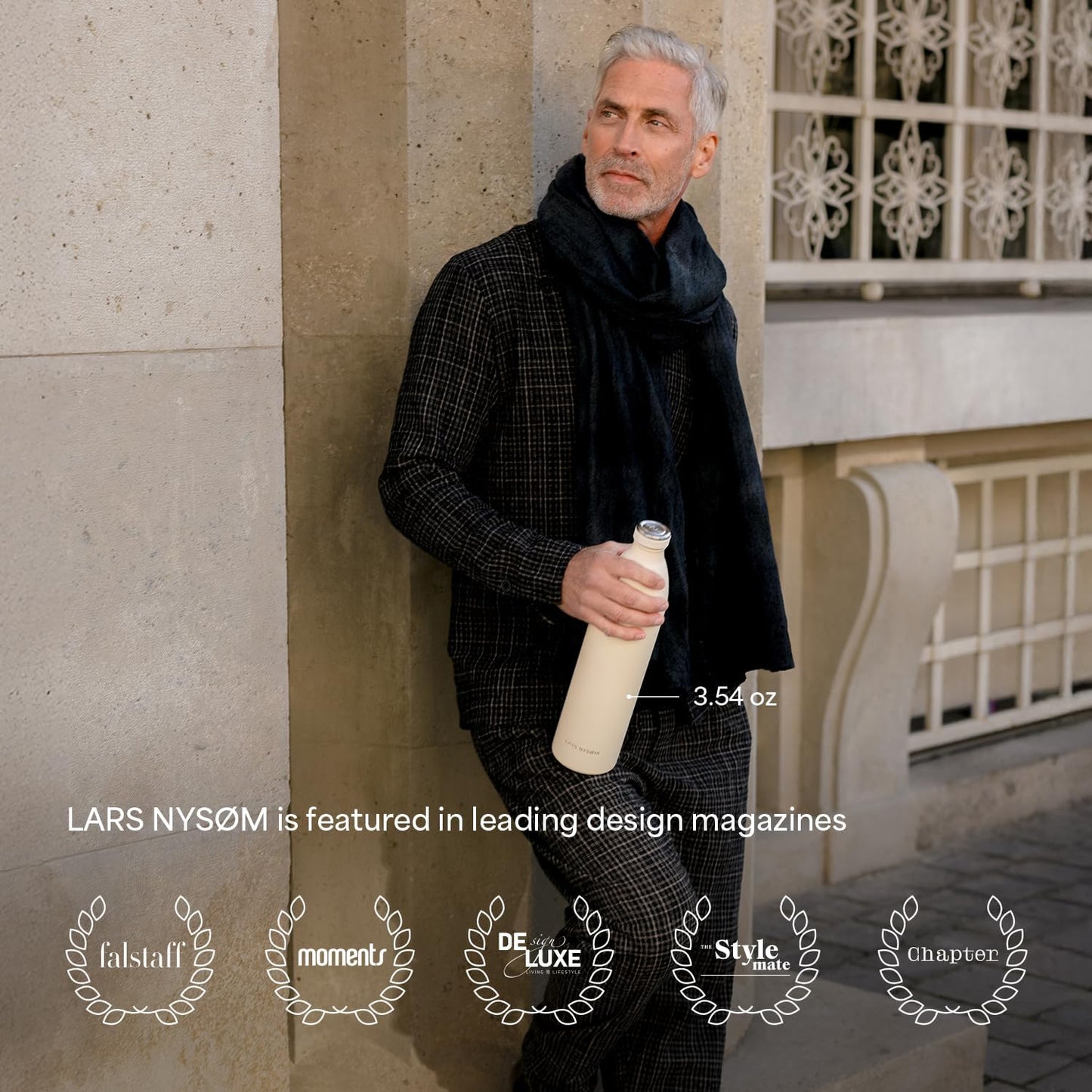 LARS NYSØM Stainless Steel Insulated Water Bottle 12oz 17oz 25oz 34oz 51oz | Insulated Thermo Flask for Hot and Cold Beverages | Leakproof Drinking Bottle (Mustard Yellow, 11.9oz)