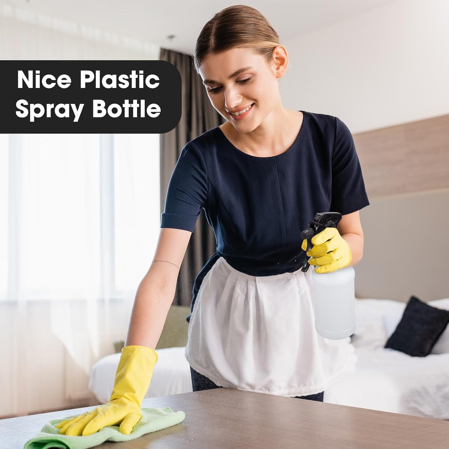 Eccliy 12 Pcs 16 Oz Plastic Spray Bottle, Adjustable Empty Reusable Sprayer for Cleaning, Planting, Water, Bathroom and Kitchen, BBQ, Commercial and Residential (Black,Measurement)