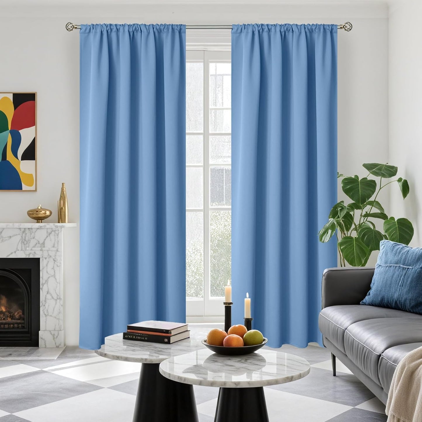 BGment Denim Blue Curtains 84 Inches Length for Living Room - Pocket Thermal Insulated Room Darkening Drapes for Bedroom Kids Nursery Dining, 42 x 84 Inch, 2 Panels
