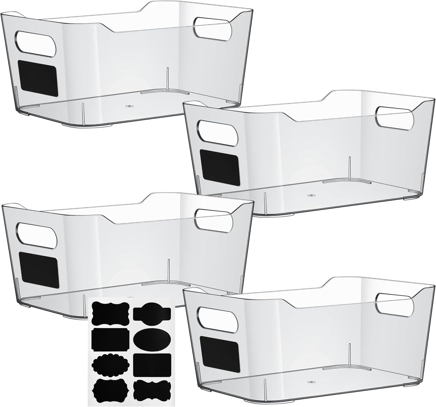 Clear Plastic Storage Bins, Perfect for Kitchen Organization or Pantry Organizers and Storage, Refrigerator Freezer Fridge Organizer Storage Containers Bin for Organizing Medicine Cabinet Organizer