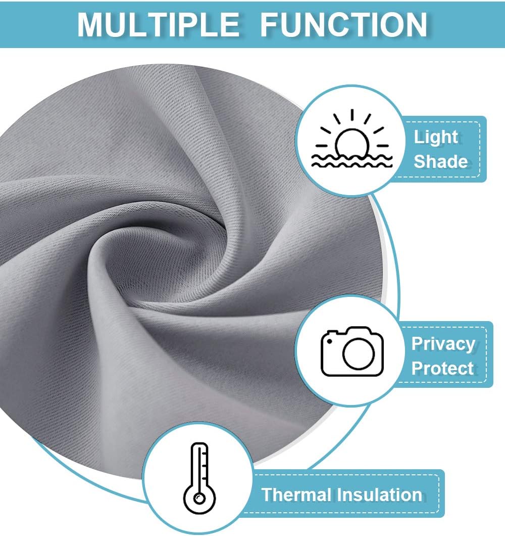 RYB HOME Bathroom Window Curtains - Super Soft Blackout Privacy Curtains for Baby Nursery Bedroom Basement Garege Workshop Kitchen Dining Living Room, W 29 x L 30, Silver Grey, 2 Pcs