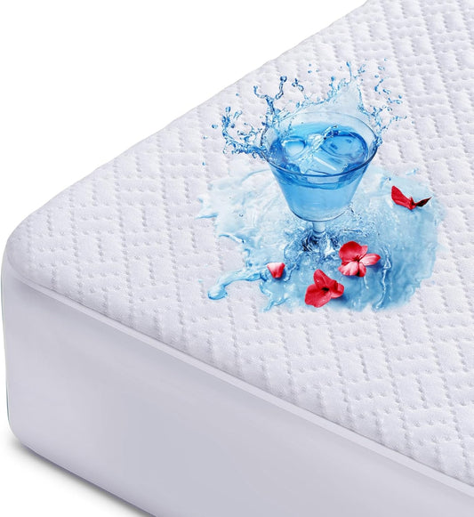 Hanherry 100% Waterproof Mattress Protector Twin Size, Mattress Cover 3D Air Fabric Cooling Mattress Pad Cover Smooth Soft Breathable Noiseless, 8''-21'' Deep Pocket