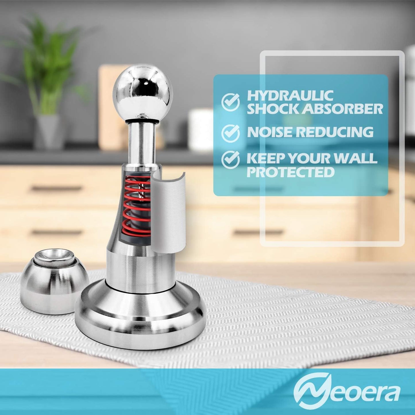 Neoera Magnetic Door Stopper, Updated Hydraulic Shock Absorbent Technology, Soft-Catch Magnetic Hold, Premium 304 Stainless Steel, Anti-Rust, Heavy Duty for Various Door Types, Wall Mount 2 Pack