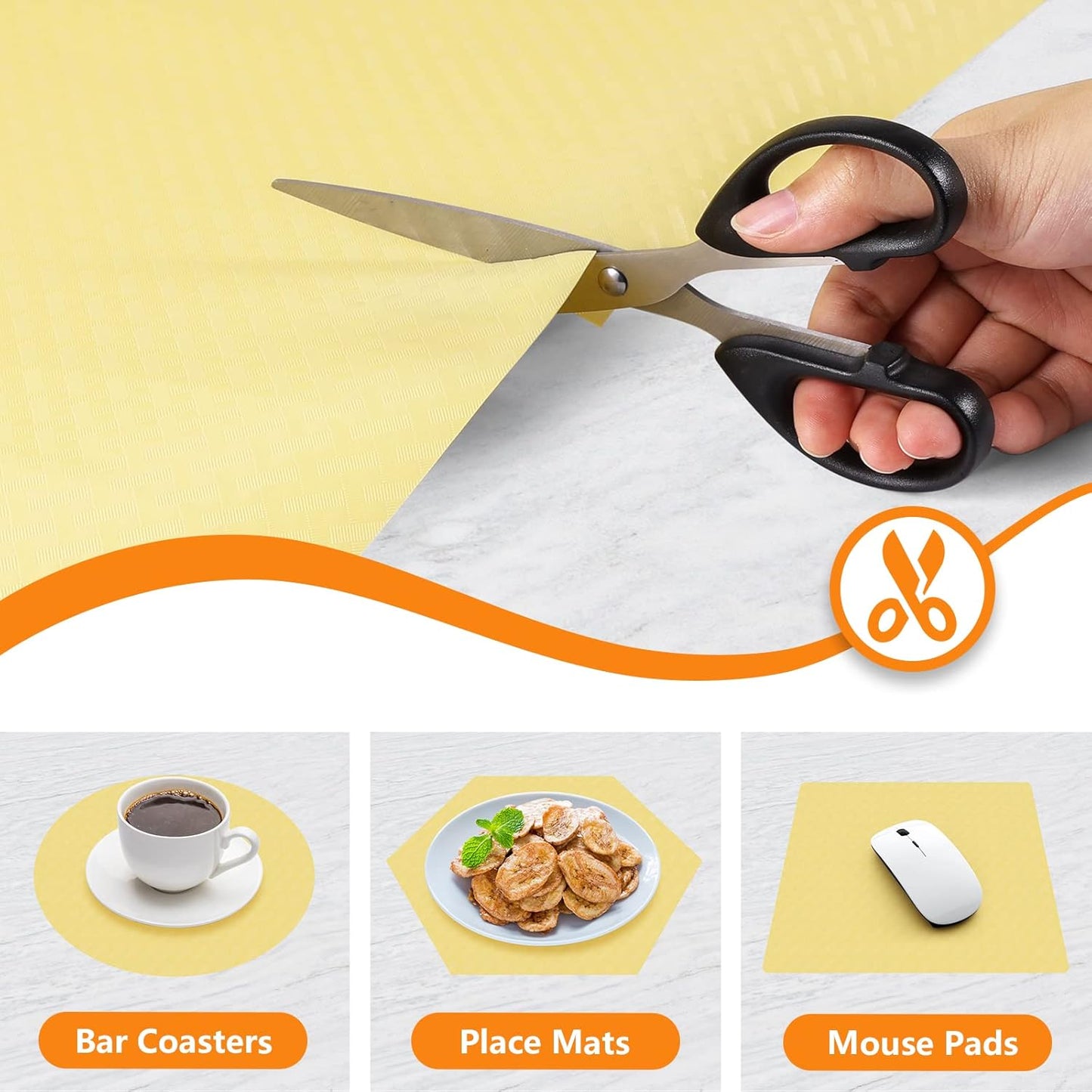 Shelf Liners for Kitchen Cabinets Refrigerator Liners Waterproof Kitchen Cupboard Liner Non Adhesive Drawer Mats EVA Material Fridge Liner for Shelves - Yellow Beige 11.8 x 393.7 Inches