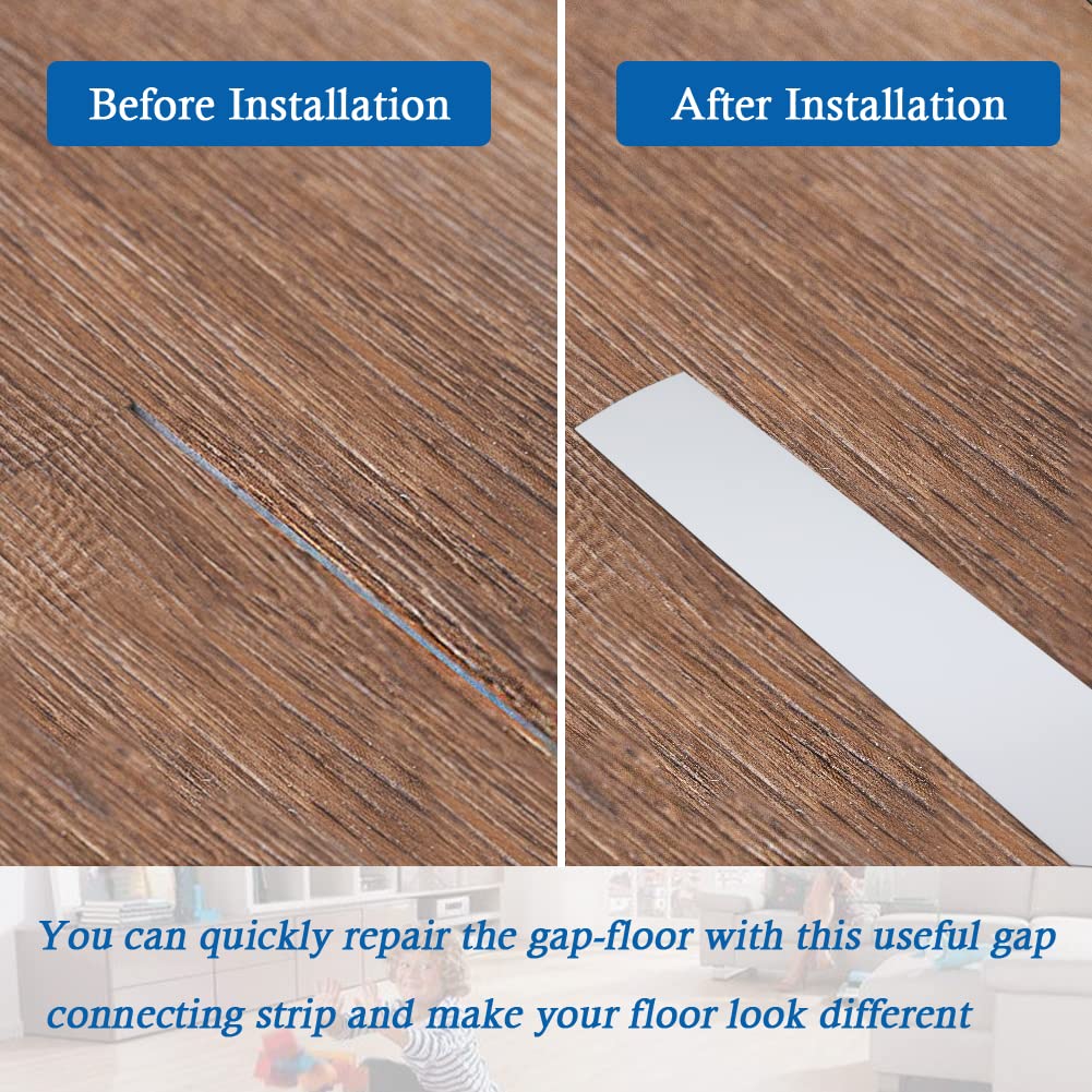 Floor Transition Strip Self Adhesive Floor Cover Strips Laminate 2" Wide Vinyl Flat Divider Transitions (5cm, 20Ft, White)