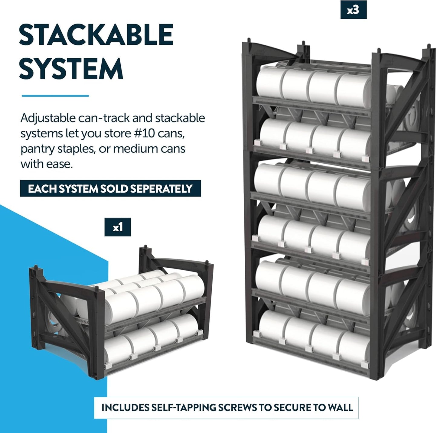 Shelf Reliance Cansolidator Max Small - 1-Pack Can Organizer for Pantry, Stackable Soda Can Storage for Kitchen, Holds 60 Large Cans of Food or Soda