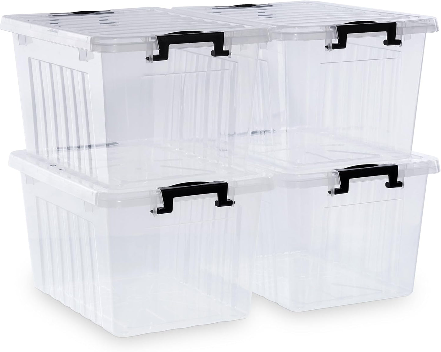 Citylife 22 QT Clear Plastic Storage Bins with Lids Stackable and Nestable Storage Boxes with Lids Large Plastic Storage Containers for Garage, Closet, Kitchen, 4 Packs
