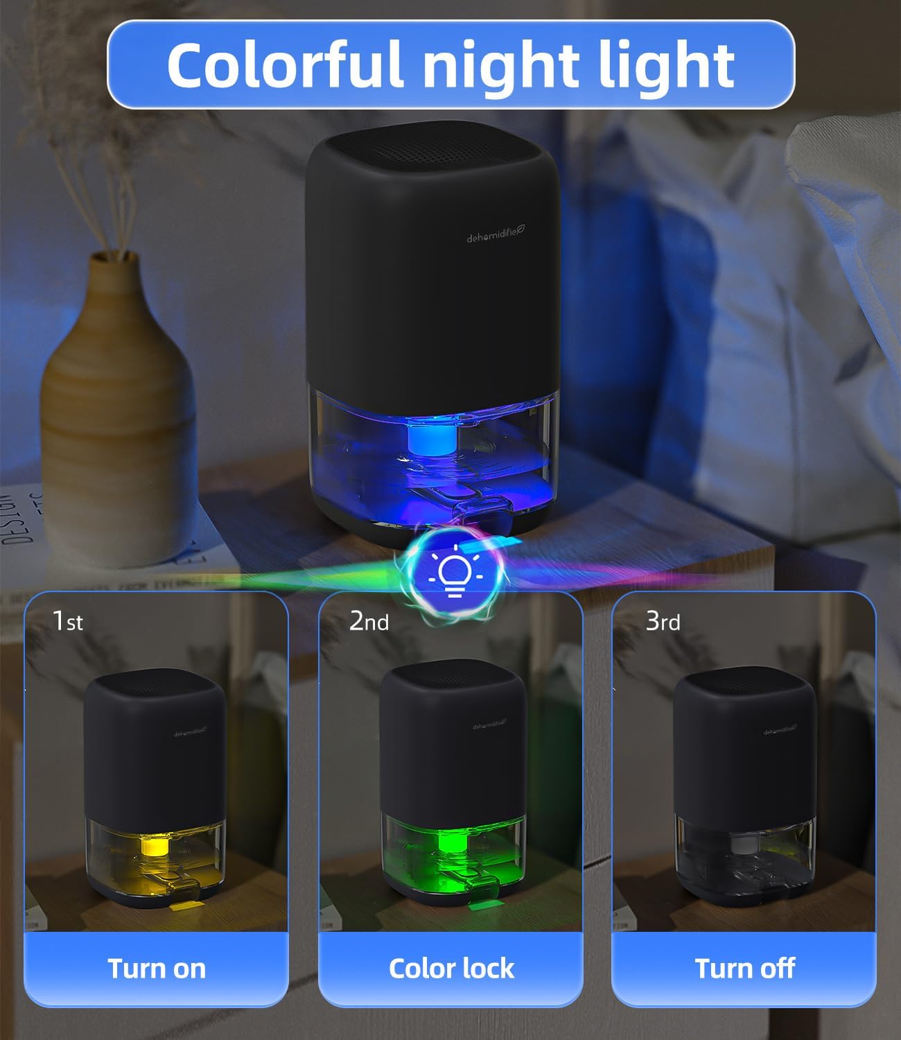 TABYIK Small Dehumidifier for Bedroom, Bathroom, Portable Dehumidifiers for Home, Room, RV, Closet, Quiet Compact Moisture Remover for Small Spaces, with Auto Shut Off, 35 OZ, Grey