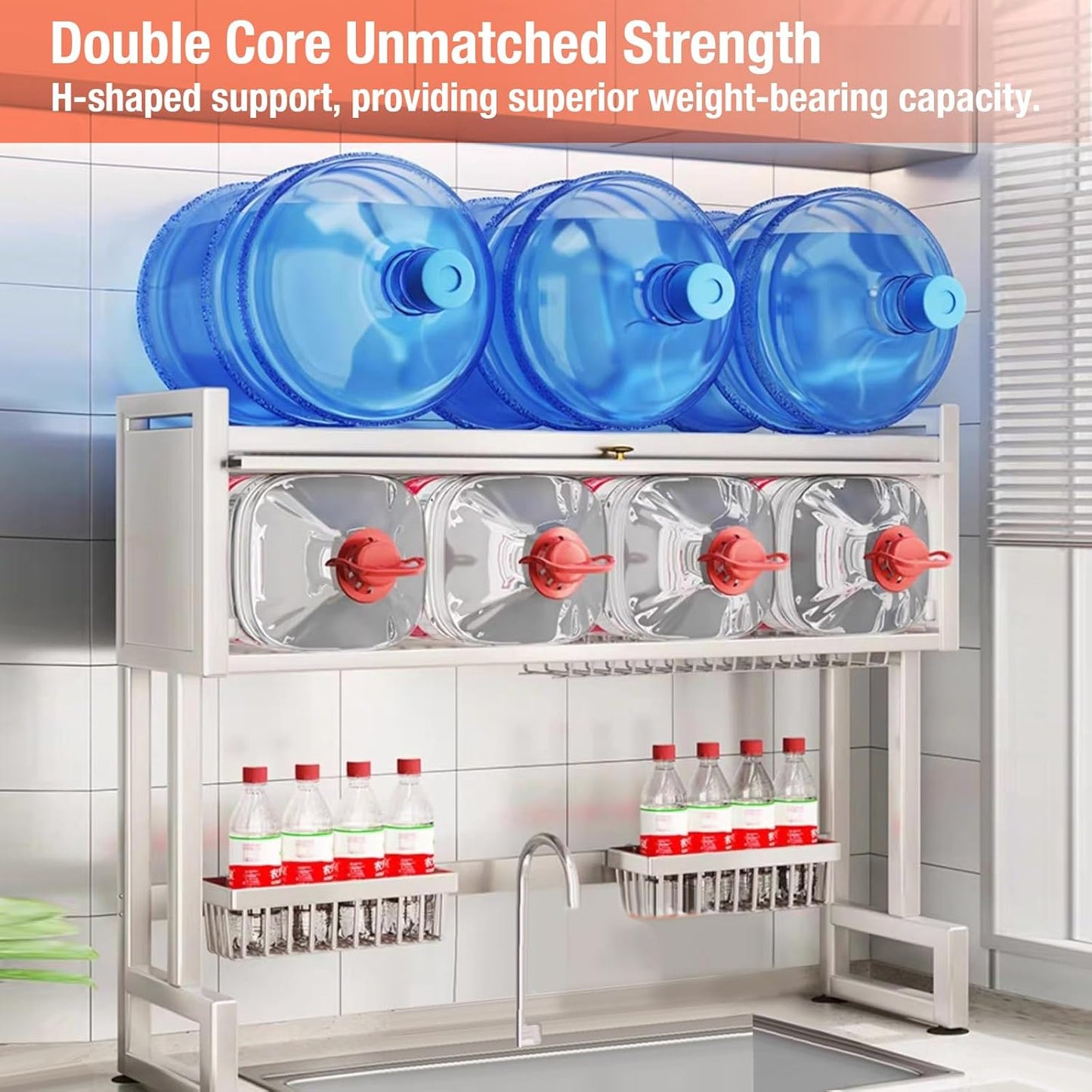 Milkshake White 3 Tier Over Sink Dish Rack Drainer with Cover - Space-Saving Organized Drying Rack for Dishes, Glasses, Bowls, Cutlery