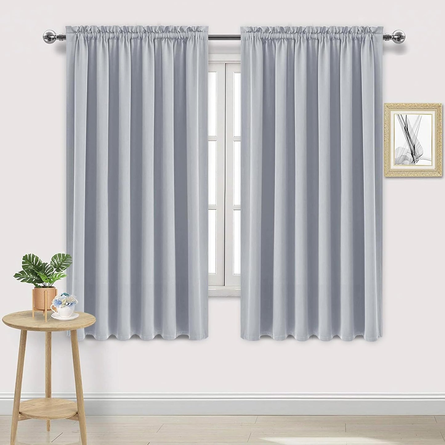 DWCN Blackout Curtains for Living Room Thermal Insulated, Energy Saving & Noise Reducing Bedroom Curtains, Silver Grey, W 70x L 72 Inch, Set of 2 Rod Pocket Curtain Panels
