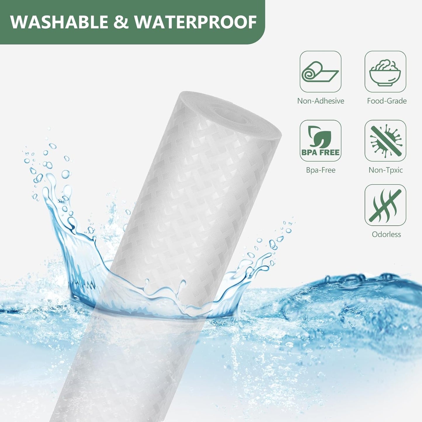 Shelf Liners, Non-Adhesive Drawer Liner, Waterproof & Oil-Proof Kitchen Cabinet Cupboard Liner Plastic EVA Material BPA Free Fridge Liner Mats Paper Protector for Shelves (Clear/12in x 60in)