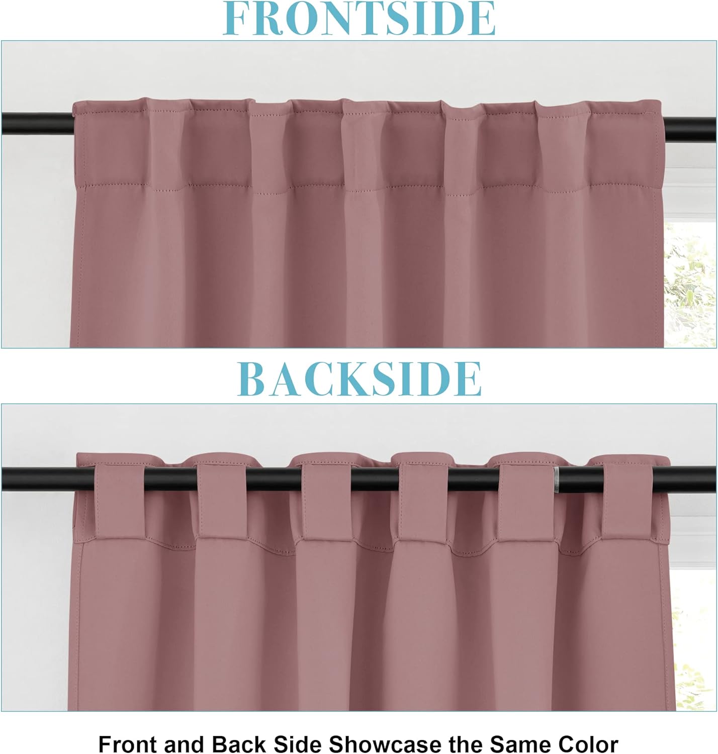 RYB HOME Kitchen Window Curtains - Blackout Privacy Half Window Curtains for Bedroom Bathroom Dining Living Room Cafe Office Short Tiers Drapes, W 34 x L 36 inches, 2 Panels, Wild Rose