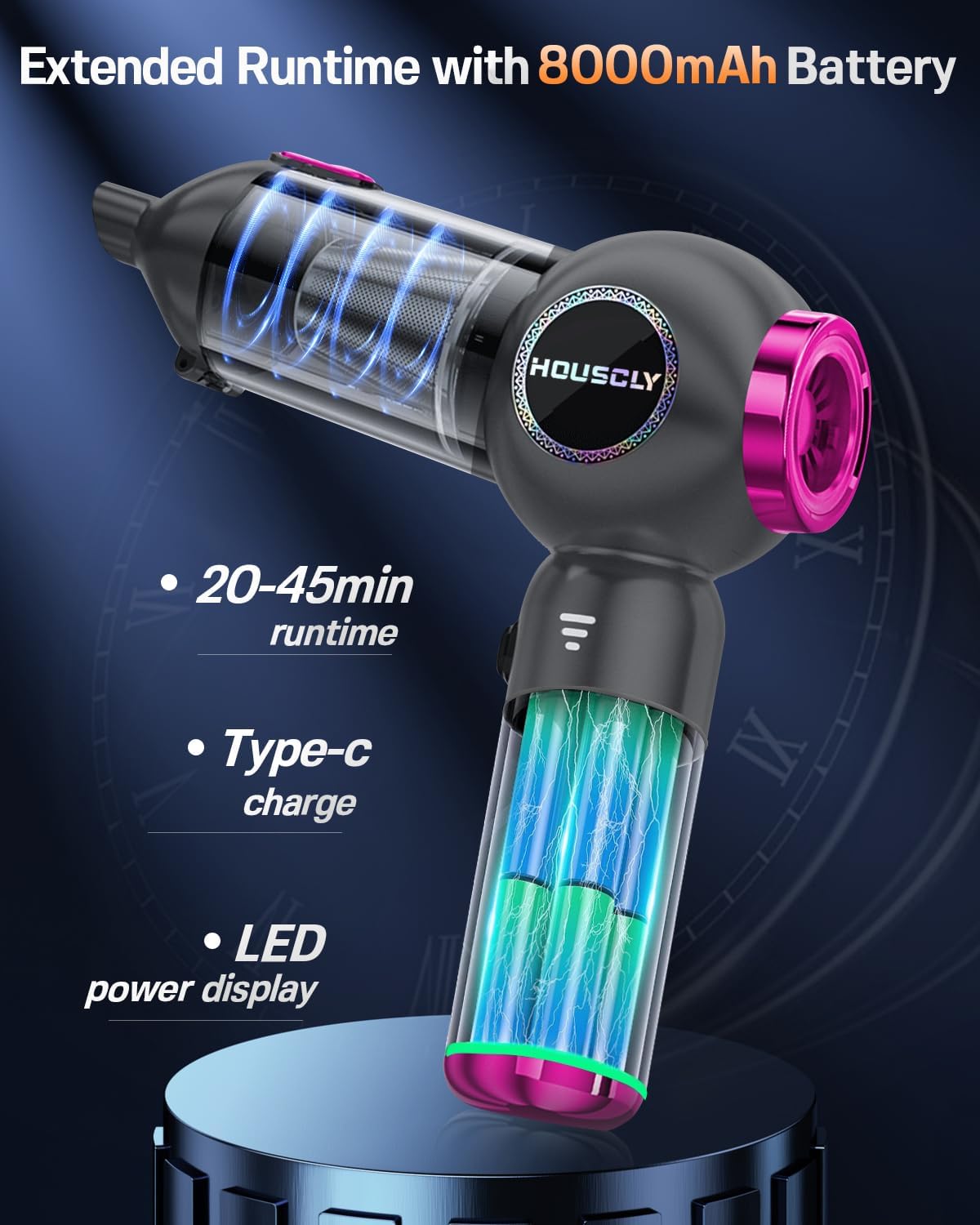 Handheld Car Vacuum Portable Cordless 25000Pa High Power Small Mini Hand Vacuum Cleaner Rechargeable 4-in-1 Compressed Air Duster Blower Pump Wireless Handheld Vac for Car Office Desktop Home Cleaning