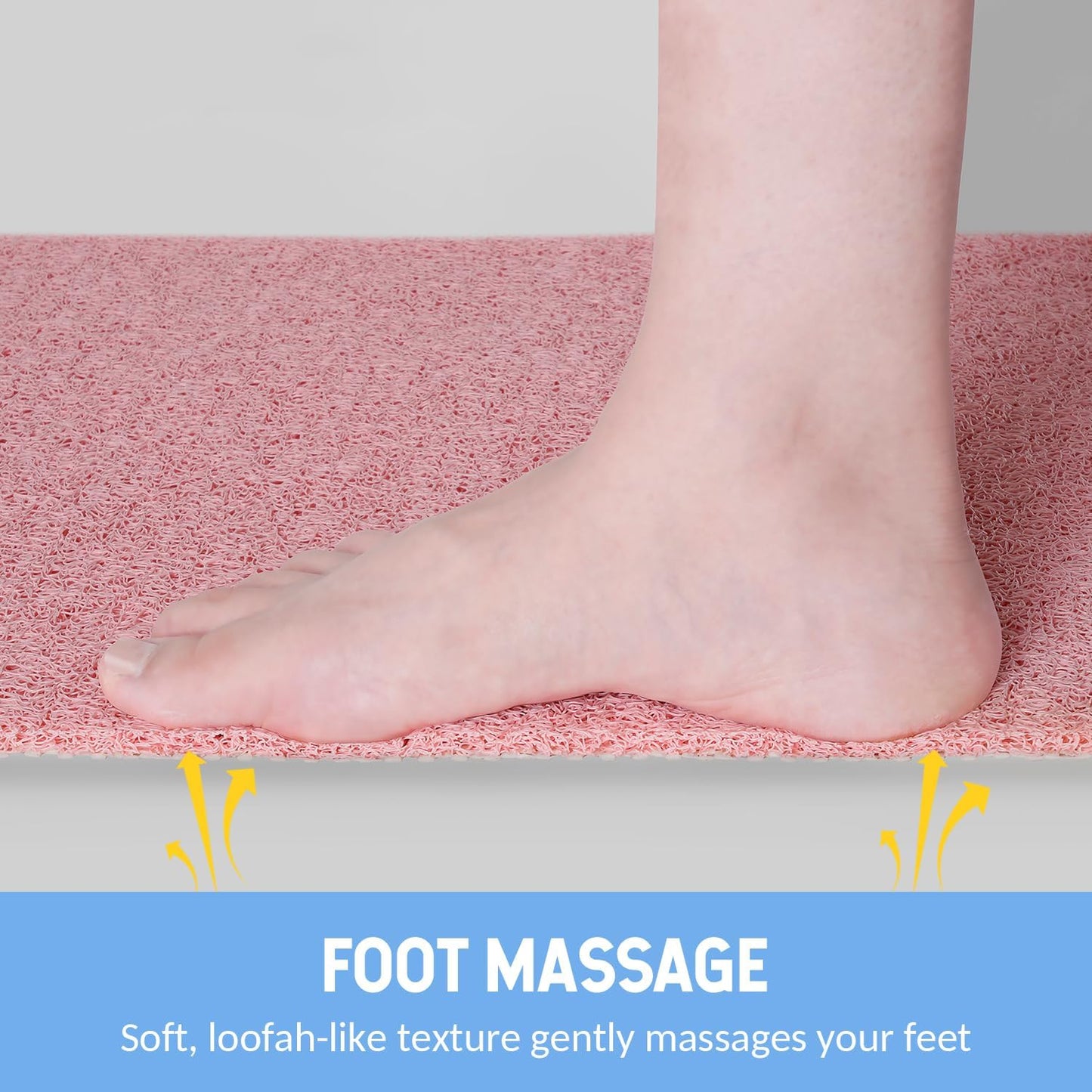 Non-Slip Bathtub Mat, Anti Slip Shower Mat, Fast Drying Bathtub Mats, Foot Scrubber Mat, Anti Slip Mat for Tub, Floor, Bathroom, Kitchen, Home, Hotel (Pink 24"×16")