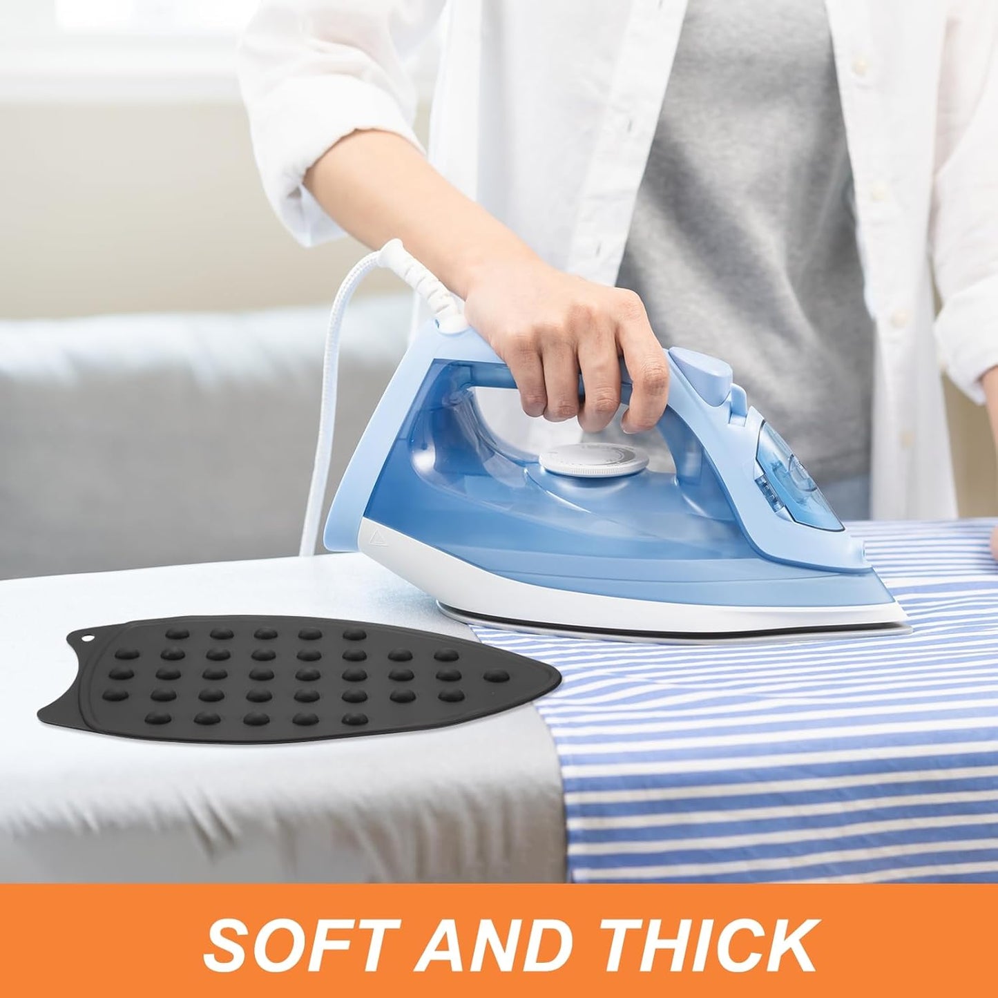 PATIKIL Silicone Iron Rest Pad, 2 Pcs Multipurpose Hot Heat Resistant Iron Rest Plate Protective Pad for Ironing Board Hot Resistant Steamer Steam Compact Mat, Black