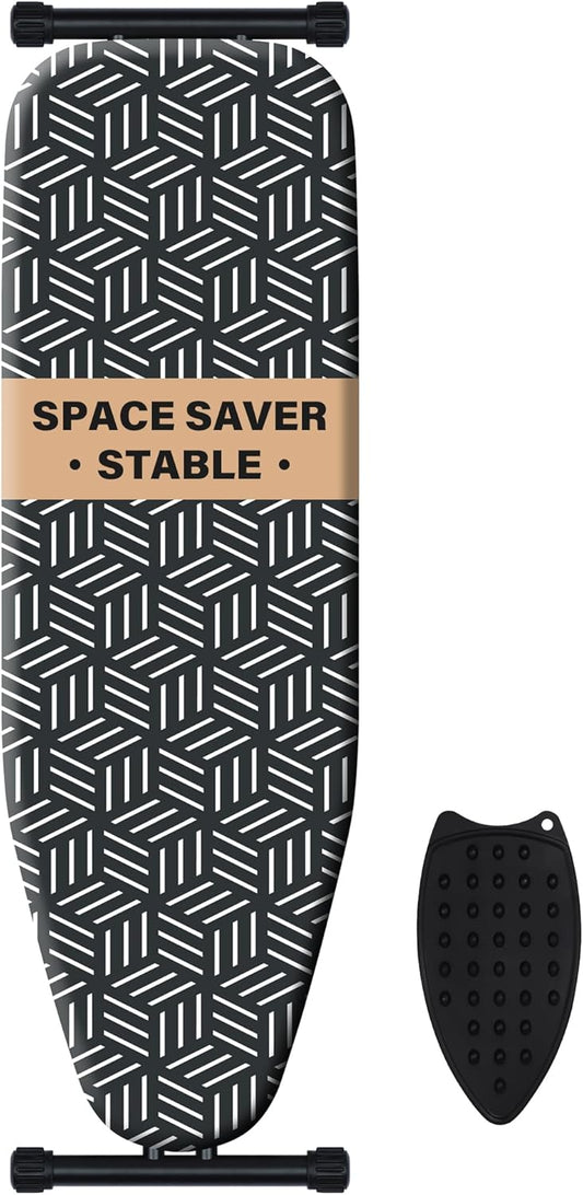 caius Ironing Board, Compact and Space Saver Full Size Ironing Board, Extra Wide Ironing Area with Extra Thick Heavy Duty Padded Cover, Stable Structure, Easy to Fold