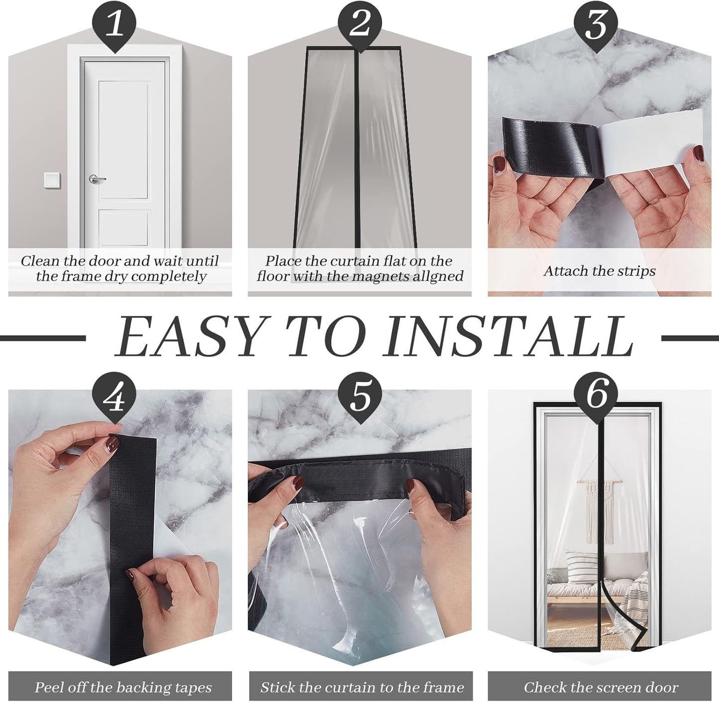 Amylove Zipper 48 x 87 Inch Dust Barrier Door Kit Construction Door Barrier 4 x 7.25 ft Reusable Plastic Curtain Cover Containment Standard Doorway Temporary Wall Screen Sheeting for Bathroom Hallway